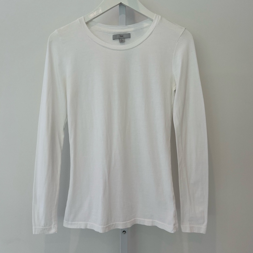 TEE WHITE 100% PIMA COTTON LONG SLEEVE T-SHIRT SIZE S #1